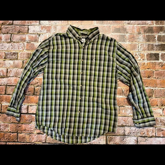 EUC Carhartt Button Down L/S Top SZ L Black/Gray/Green - Picture 1 of 7